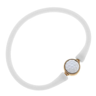 Enamel Golf Ball Silicone Bali Bracelet in White - Elle J. Boutique - Canvas Style