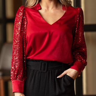 Jordan Top Red Sequin - Elle J. Boutique - Michelle McDowell