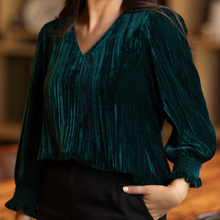 Juliet Emerald Velvet Top - Elle J. Boutique - Michelle McDowell