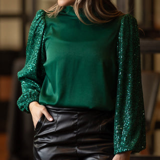 Melanie Top Green Sequin - Elle J. Boutique - Michelle McDowell