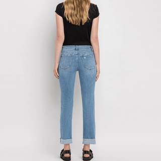 Mid Rise Cuffed Crop Slim Jeans - Elle J. Boutique - Flying Monkey