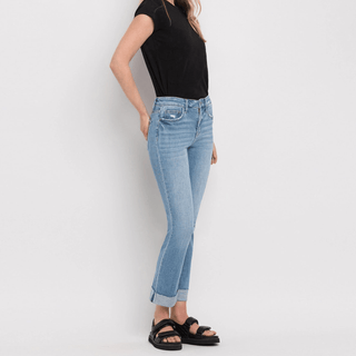 Mid Rise Cuffed Crop Slim Jeans - Elle J. Boutique - Flying Monkey