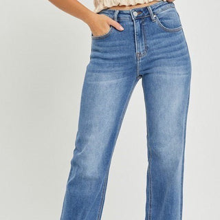 Risen High Rise Straight Jeans